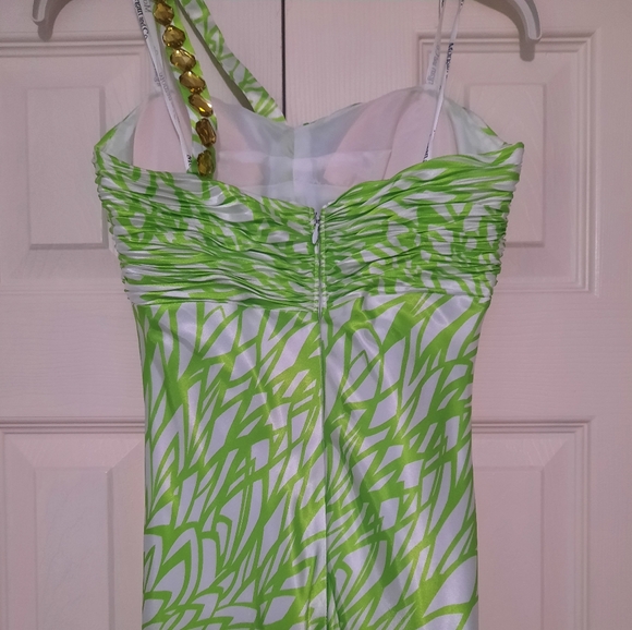 Prom lime green white gold dress - Picture 4 of 6